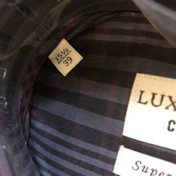 Luxe Millano Cambridge Super Fine Cotton Men's Plaid Shirt Brown Size 15.5 - Picture 3 of 3